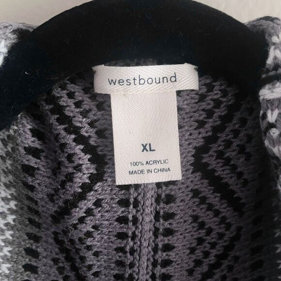 Westbound Boho Western Cardigan XL Womens Draped Sleeveless Striped Black White - Picture 9 of 9